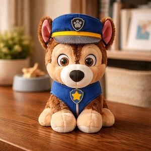 Plush Police Pup in Blue Uniform - Cute Brown Stuffed Animal